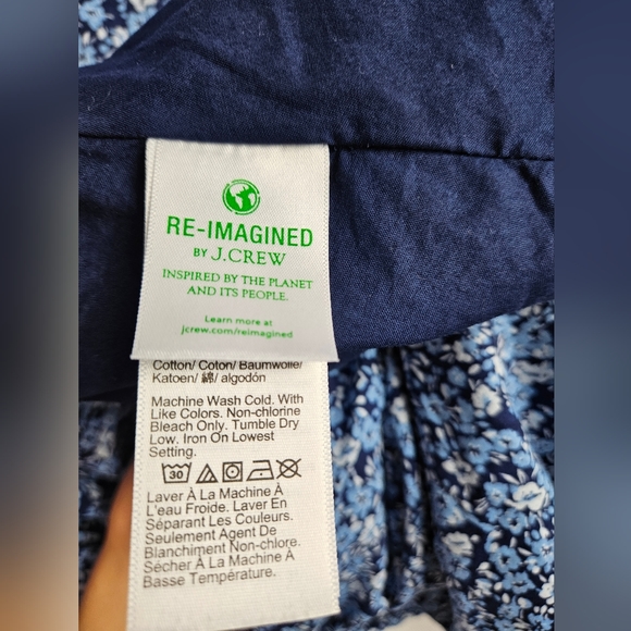 J. Crew Lightweight Cotton Puff-Sleeve Mini Dress in Antique Navy Blue XS - Picture 9 of 14